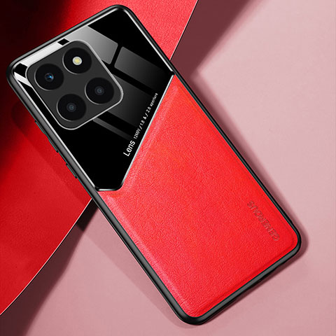 Funda Silicona Goma de Cuero Carcasa con Magnetico para Huawei Honor X8b Rojo