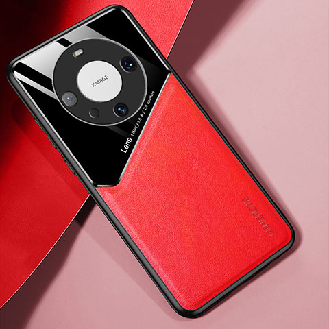 Funda Silicona Goma de Cuero Carcasa con Magnetico para Huawei Mate 60 Rojo