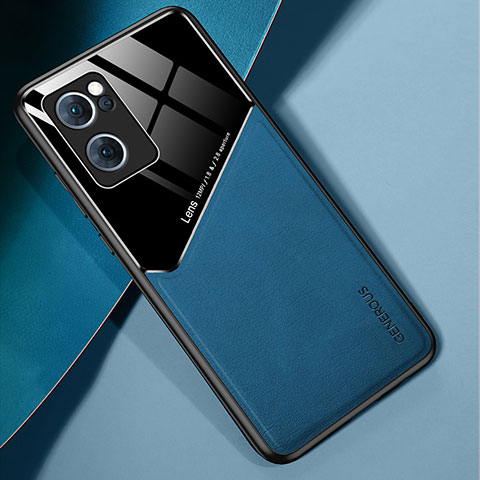 Funda Silicona Goma de Cuero Carcasa con Magnetico para OnePlus Nord CE 2 5G Azul