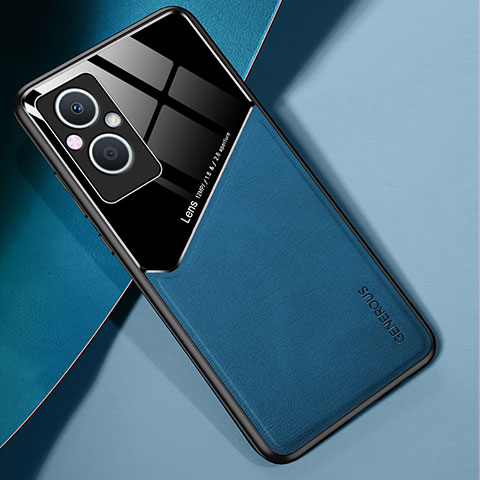 Funda Silicona Goma de Cuero Carcasa con Magnetico para Oppo F21s Pro 5G Azul