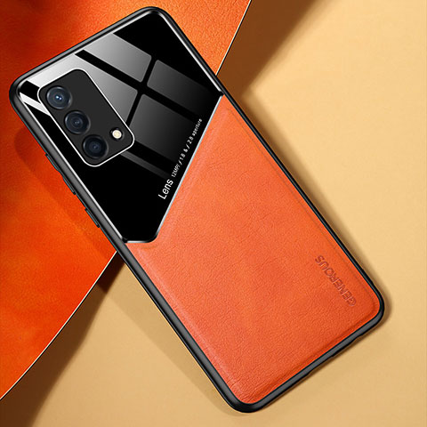 Funda Silicona Goma de Cuero Carcasa con Magnetico para Oppo K9 5G Naranja