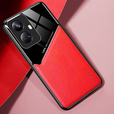 Funda Silicona Goma de Cuero Carcasa con Magnetico para Realme 10 Pro+ Plus 5G Rojo