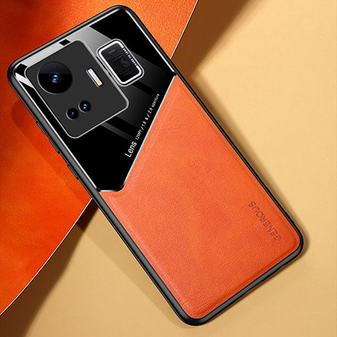 Funda Silicona Goma de Cuero Carcasa con Magnetico para Realme GT Neo5 5G Naranja