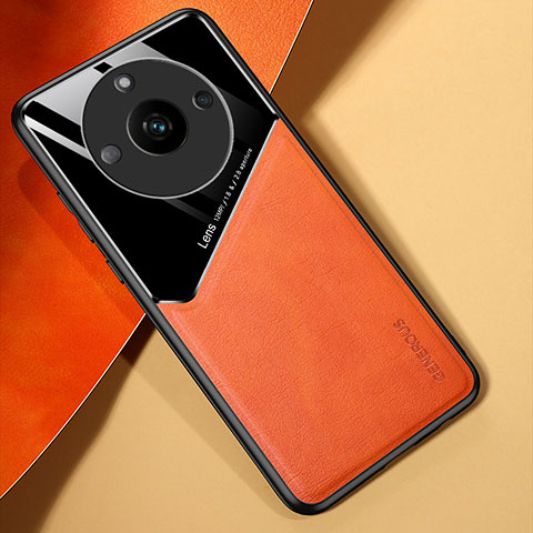 Funda Silicona Goma de Cuero Carcasa con Magnetico para Realme Narzo 60 5G Naranja