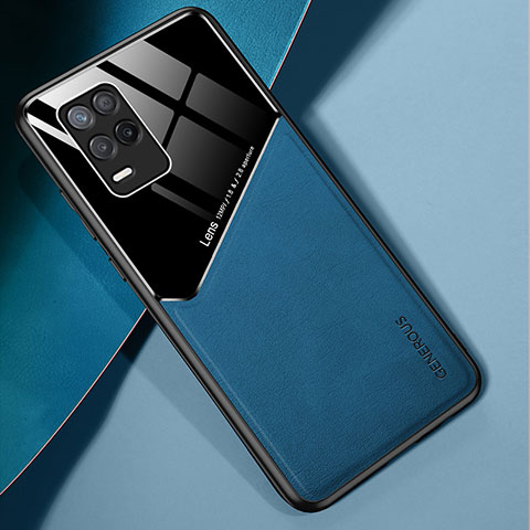 Funda Silicona Goma de Cuero Carcasa con Magnetico para Realme V13 5G Azul