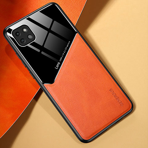 Funda Silicona Goma de Cuero Carcasa con Magnetico para Samsung Galaxy A22s 5G Naranja