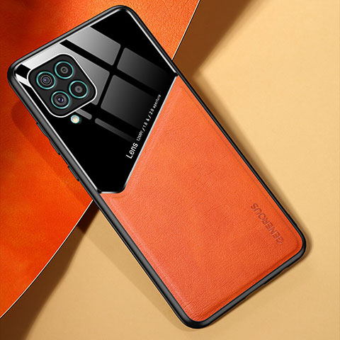 Funda Silicona Goma de Cuero Carcasa con Magnetico para Samsung Galaxy F62 5G Naranja