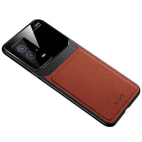 Funda Silicona Goma de Cuero Carcasa con Magnetico para Vivo iQOO 8 5G Marron