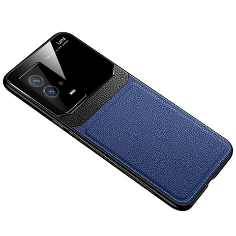 Funda Silicona Goma de Cuero Carcasa con Magnetico para Vivo iQOO 8 Pro 5G Azul