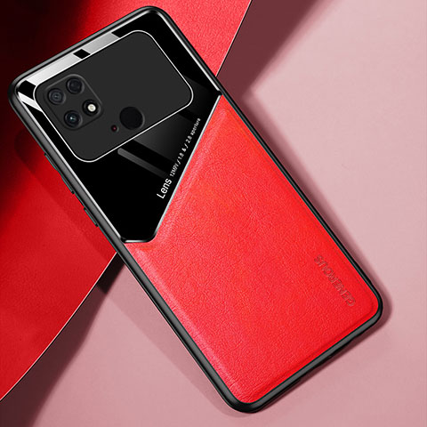 Funda Silicona Goma de Cuero Carcasa con Magnetico para Xiaomi Poco C40 Rojo