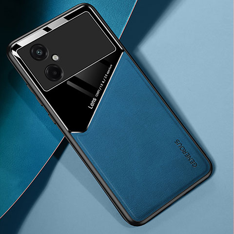 Funda Silicona Goma de Cuero Carcasa con Magnetico para Xiaomi Poco M4 5G Azul