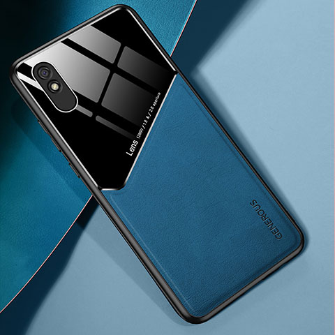 Funda Silicona Goma de Cuero Carcasa con Magnetico para Xiaomi Redmi 9A Azul