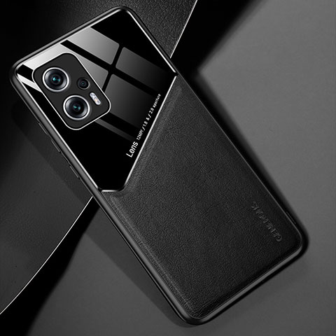 Funda Silicona Goma de Cuero Carcasa con Magnetico para Xiaomi Redmi Note 11T Pro+ Plus 5G Negro