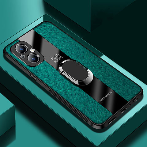 Funda Silicona Goma de Cuero Carcasa con Magnetico S01 para Oppo A96 5G Verde