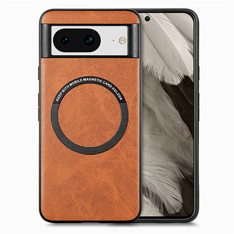 Funda Silicona Goma de Cuero Carcasa con Magnetico S01D para Google Pixel 8 5G Marron