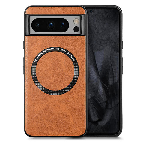 Funda Silicona Goma de Cuero Carcasa con Magnetico S01D para Google Pixel 8 Pro 5G Marron