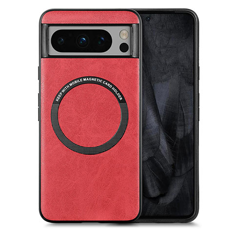 Funda Silicona Goma de Cuero Carcasa con Magnetico S01D para Google Pixel 8 Pro 5G Rojo