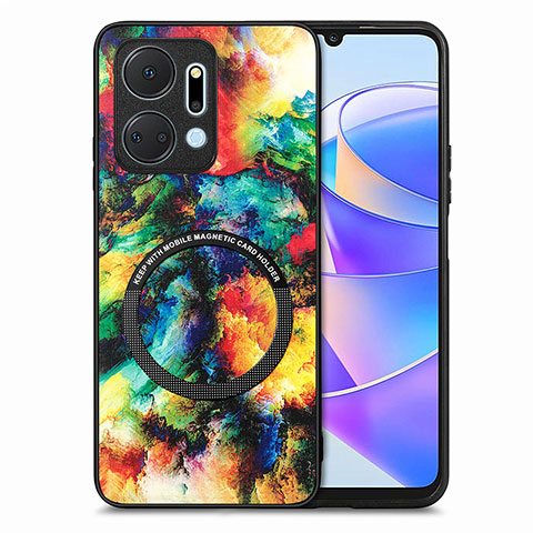 Funda Silicona Goma de Cuero Carcasa con Magnetico S01D para Huawei Honor X7a Multicolor