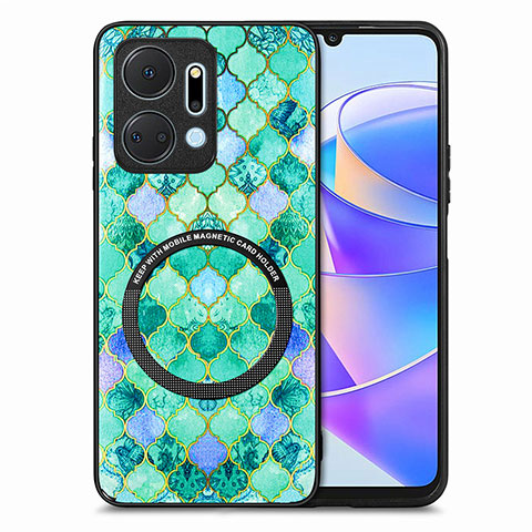 Funda Silicona Goma de Cuero Carcasa con Magnetico S01D para Huawei Honor X7a Verde