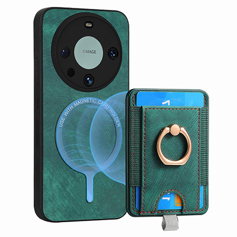 Funda Silicona Goma de Cuero Carcasa con Magnetico S01D para Huawei Mate 60 Pro Verde