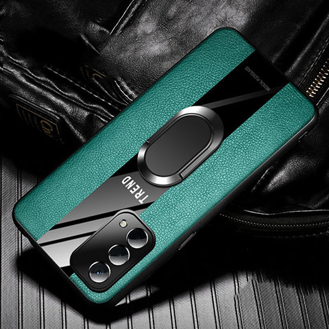 Funda Silicona Goma de Cuero Carcasa con Magnetico S02 para Oppo A74 5G Verde