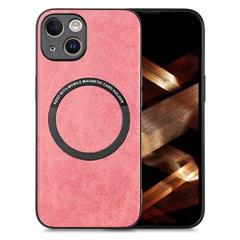 Funda Silicona Goma de Cuero Carcasa con Magnetico S02D para Apple iPhone 14 Rosa