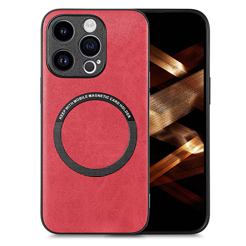 Funda Silicona Goma de Cuero Carcasa con Magnetico S02D para Apple iPhone 16 Pro Max Rojo