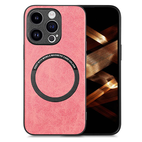 Funda Silicona Goma de Cuero Carcasa con Magnetico S02D para Apple iPhone 16 Pro Rosa