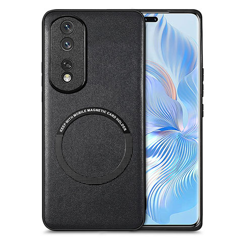 Funda Silicona Goma de Cuero Carcasa con Magnetico S02D para Huawei Honor 80 Pro 5G Negro