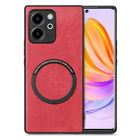 Funda Silicona Goma de Cuero Carcasa con Magnetico S02D para Huawei Honor 80 SE 5G Rojo