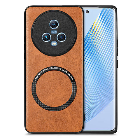 Funda Silicona Goma de Cuero Carcasa con Magnetico S02D para Huawei Honor Magic5 5G Marron