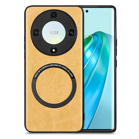 Funda Silicona Goma de Cuero Carcasa con Magnetico S02D para Huawei Honor Magic5 Lite 5G Amarillo