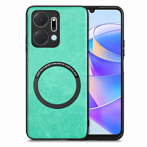 Funda Silicona Goma de Cuero Carcasa con Magnetico S02D para Huawei Honor X7a Verde