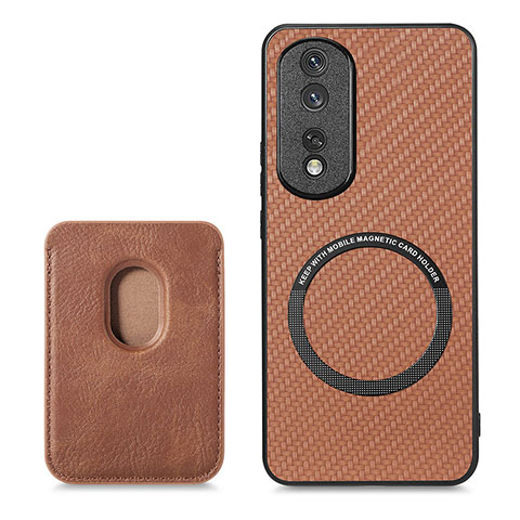 Funda Silicona Goma de Cuero Carcasa con Magnetico S03D para Huawei Honor 80 Pro 5G Marron