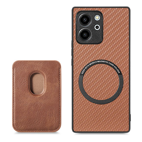 Funda Silicona Goma de Cuero Carcasa con Magnetico S03D para Huawei Honor 80 SE 5G Marron