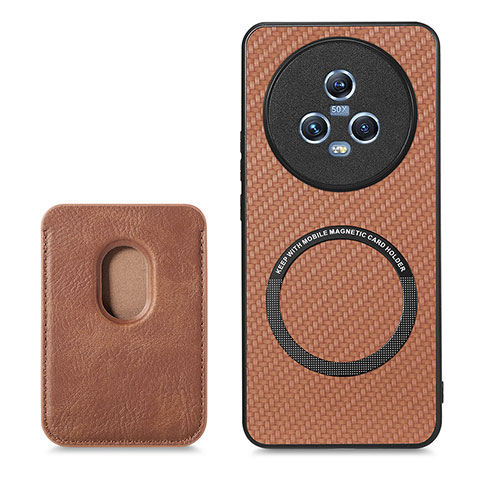 Funda Silicona Goma de Cuero Carcasa con Magnetico S03D para Huawei Honor Magic5 5G Marron