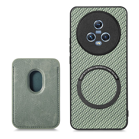 Funda Silicona Goma de Cuero Carcasa con Magnetico S03D para Huawei Honor Magic5 5G Verde