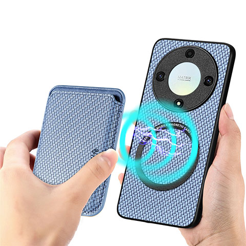 Funda Silicona Goma de Cuero Carcasa con Magnetico S03D para Huawei Honor Magic5 Lite 5G Azul