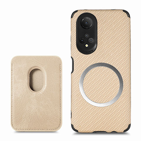 Funda Silicona Goma de Cuero Carcasa con Magnetico S03D para Huawei Honor X7 Oro