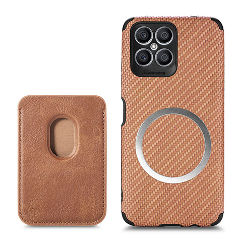 Funda Silicona Goma de Cuero Carcasa con Magnetico S03D para Huawei Honor X8 4G Marron