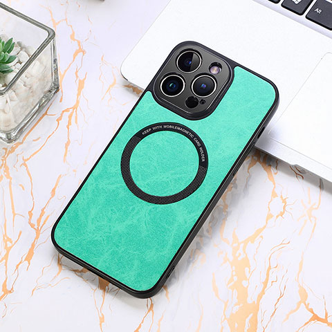 Funda Silicona Goma de Cuero Carcasa con Magnetico S11D para Apple iPhone 13 Pro Max Verde