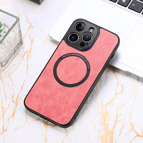 Funda Silicona Goma de Cuero Carcasa con Magnetico S11D para Apple iPhone 15 Pro Max Rosa