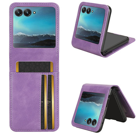 Funda Silicona Goma de Cuero Carcasa CX1 para Motorola Moto Razr 40 Ultra 5G Purpura Claro