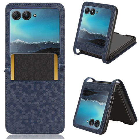 Funda Silicona Goma de Cuero Carcasa CX2 para Motorola Moto Razr 40 Ultra 5G Azul