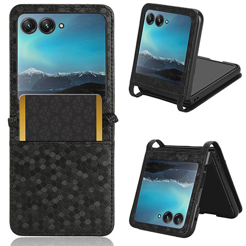 Funda Silicona Goma de Cuero Carcasa CX2 para Motorola Moto Razr 40 Ultra 5G Negro