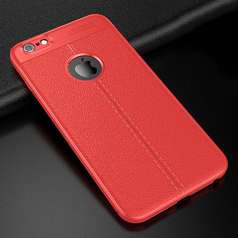 Funda Silicona Goma de Cuero Carcasa D01 para Apple iPhone 6S Rojo