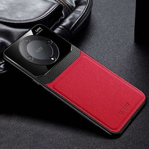 Funda Silicona Goma de Cuero Carcasa FL1 para Huawei Honor X9a 5G Rojo