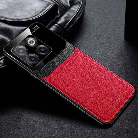 Funda Silicona Goma de Cuero Carcasa FL1 para OnePlus 10T 5G Rojo