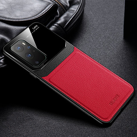 Funda Silicona Goma de Cuero Carcasa FL1 para OnePlus 9 Pro 5G Rojo