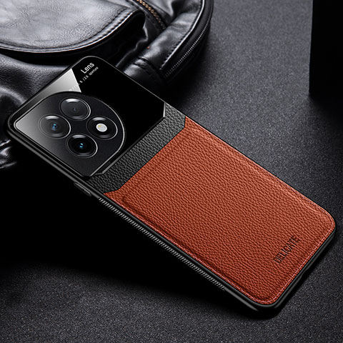 Funda Silicona Goma de Cuero Carcasa FL1 para OnePlus Ace 2 5G Marron